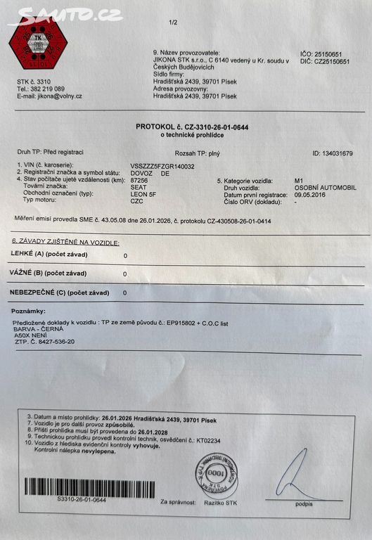 Seat Leon, FR 1.4 TSI 92 kW 1.majitel