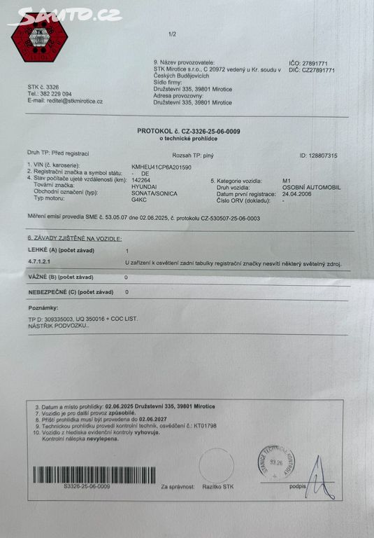 Hyundai Sonata, 2.4 119 kW Webasto