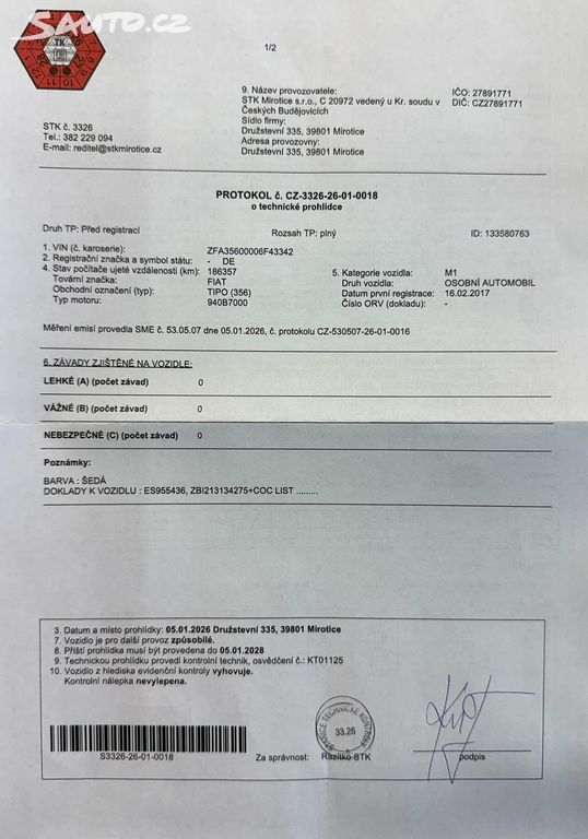 Fiat Tipo, 1.4 T-JET 88 kW LOUNGE 1.maj.