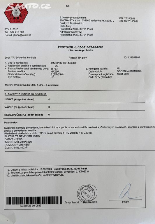 Mazda 3, 2.0 Skyactiv-X132 kW 1.majitel