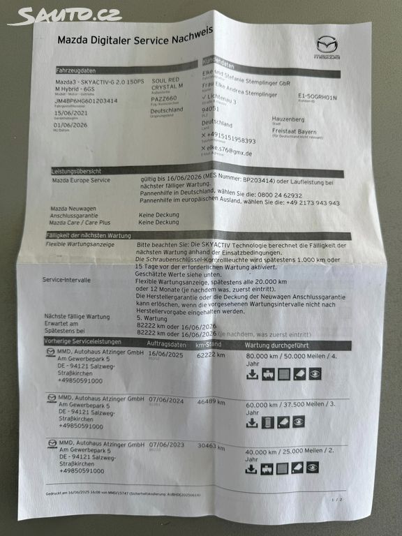 Mazda 3, SkyActiv-G 2.0 110kW 1.maj.DPH