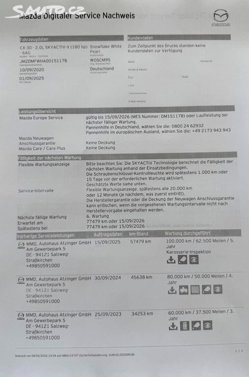 Mazda CX-30, SkyActiv 2.0 132 kW 4x4
