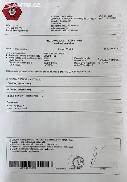 BMW Řada 3, 320d xDrive Touring 2.0 135 kW