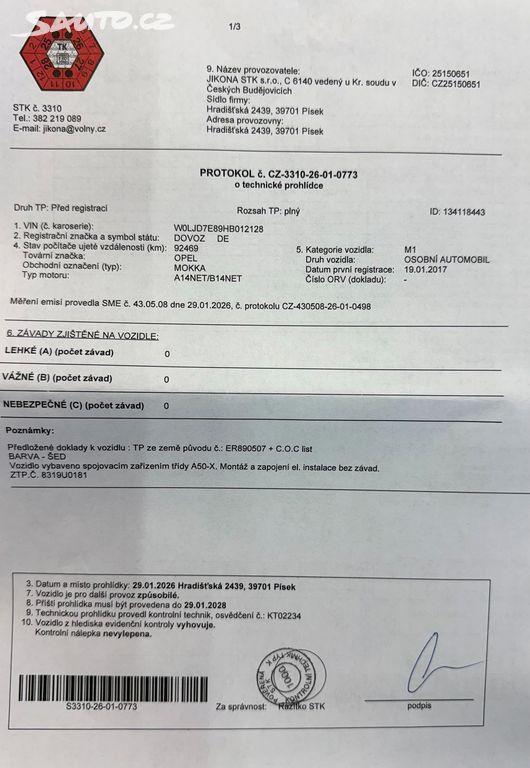 Opel Mokka, 4x4 1.4 103 kW 1.majitel