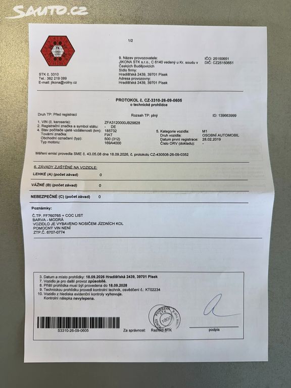 Fiat 500C, Collezione 1.2 51 kW 1.maj.DPH